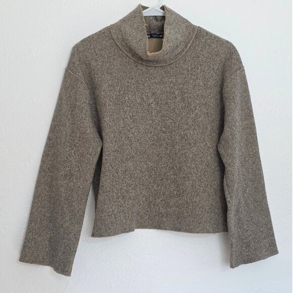 Zara Textured Weave Sweatshirt in Mink Marl Pullover Sweater Mockneck Turtleneck - Picture 2 of 10